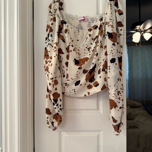 Buddy Love Cream and Brown Printed Blouse